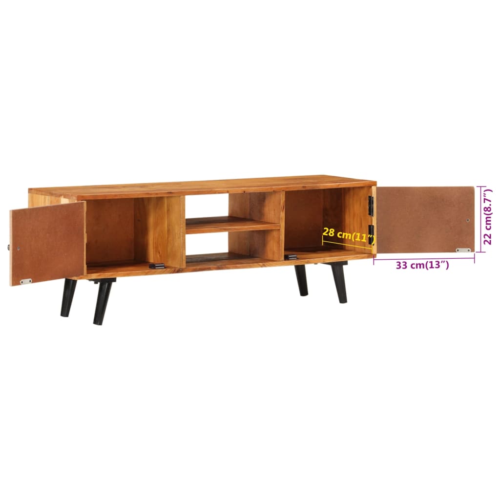 TV Cabinet with Doors 112x30x40 cm Solid Wood Acacia and Metal