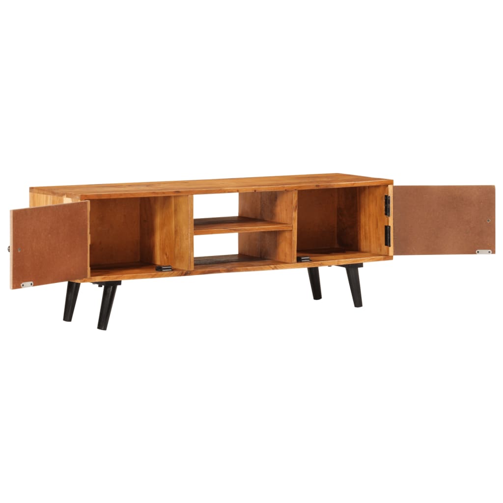 TV Cabinet with Doors 112x30x40 cm Solid Wood Acacia and Metal