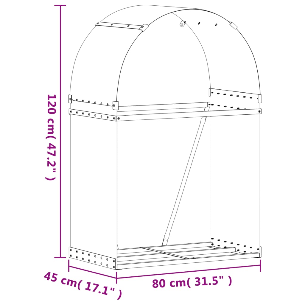 Log Holder Green 80x45x120 cm Galvanised Steel