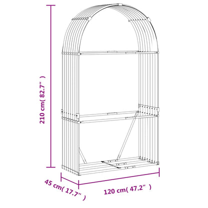 Log Holder Brown 120x45x210 cm Galvanised Steel