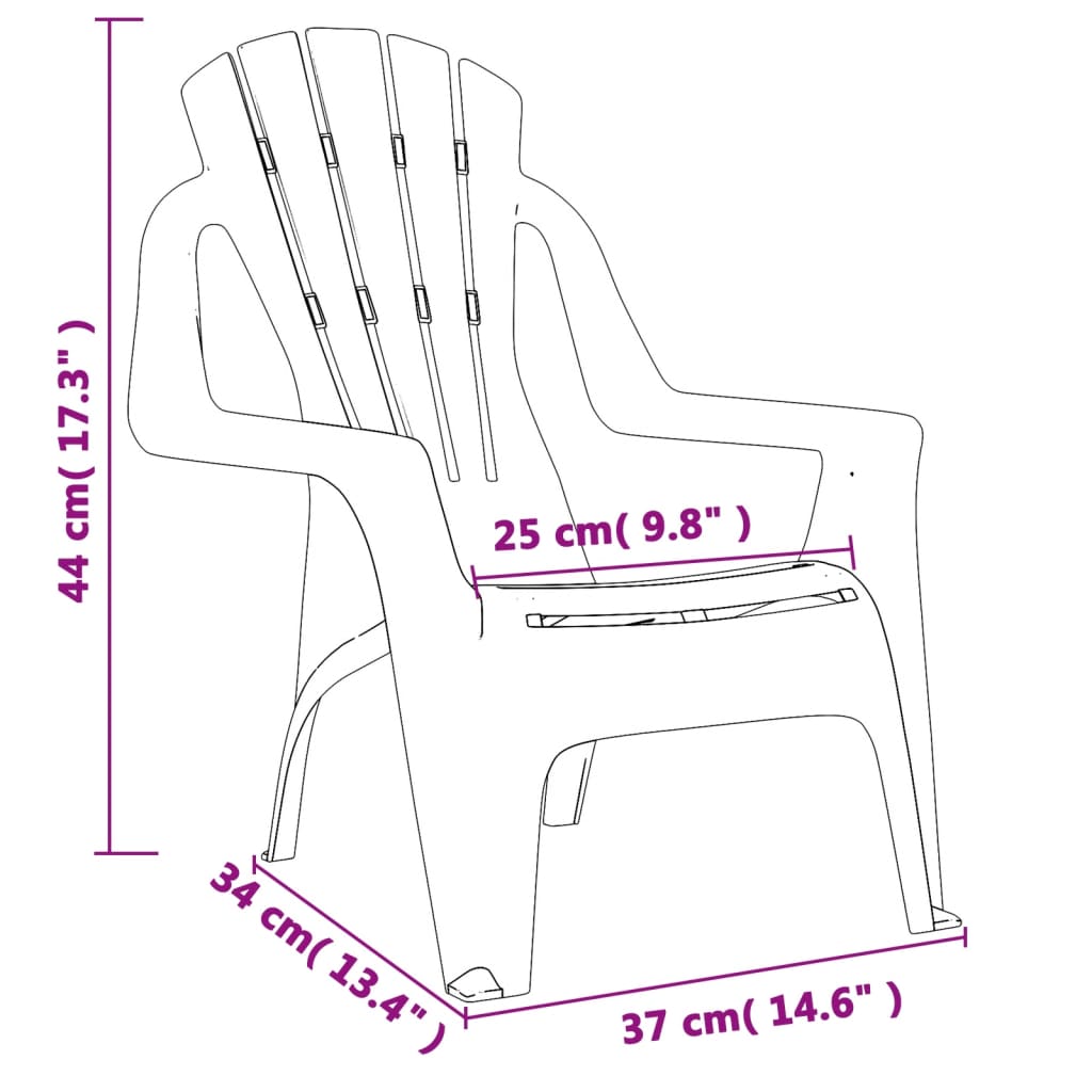 Garden Chairs 2 pcs for Children Blue 37x34x44 cm PP Wooden Look