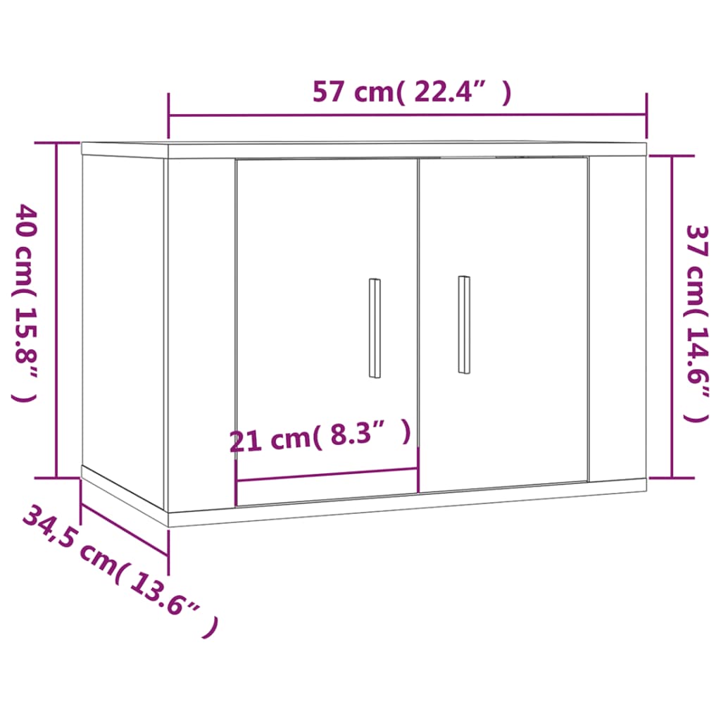 Wall-mounted TV Cabinets 2 pcs High Gloss White 57x34.5x40 cm