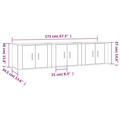 Wall-mounted TV Cabinets 3 pcs High Gloss White 57x34.5x40 cm