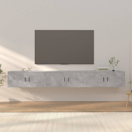 Wall-mounted TV Cabinets 3 pcs Concrete Grey 100x34.5x40 cm