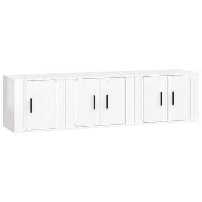 3 Piece TV Cabinet Set High Gloss White Engineered Wood