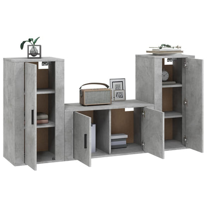 3 Piece TV Cabinet Set Concrete Grey Engineered Wood