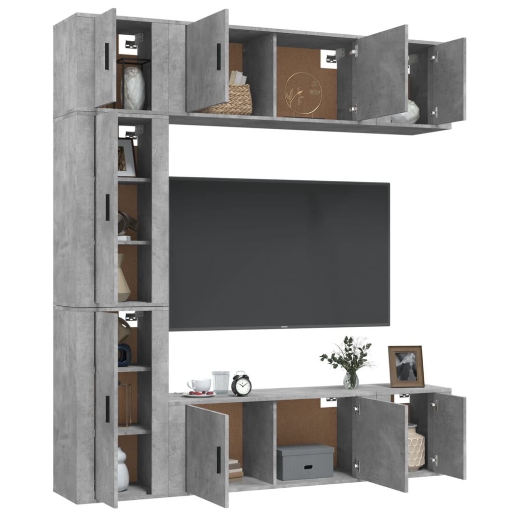 7 Piece TV Cabinet Set Concrete Grey Engineered Wood