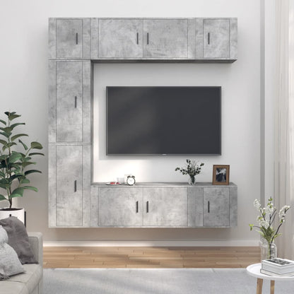 7 Piece TV Cabinet Set Concrete Grey Engineered Wood