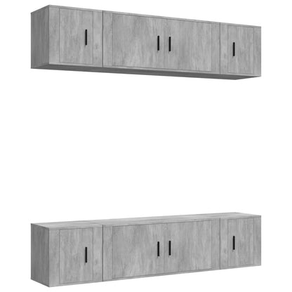 6 Piece TV Cabinet Set Concrete Grey Engineered Wood