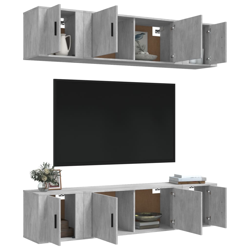 6 Piece TV Cabinet Set Concrete Grey Engineered Wood