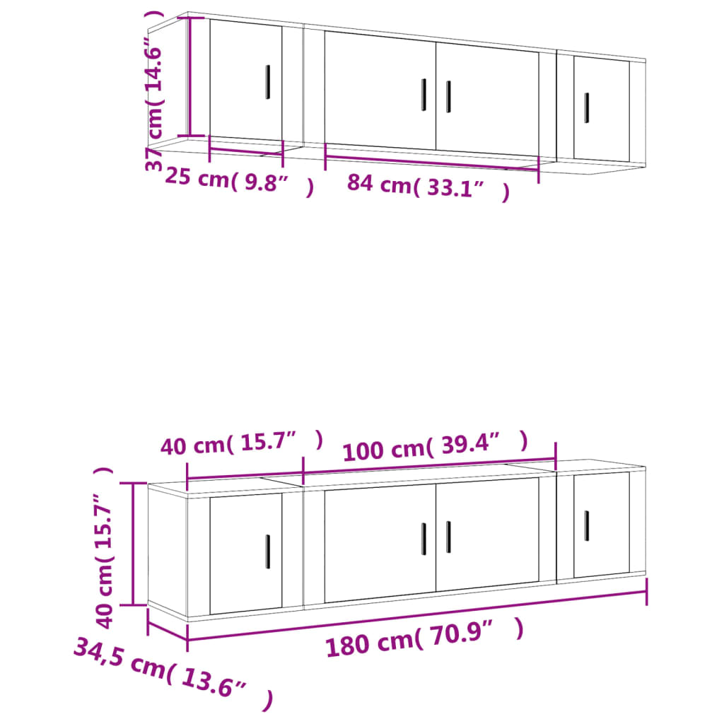 6 Piece TV Cabinet Set Concrete Grey Engineered Wood