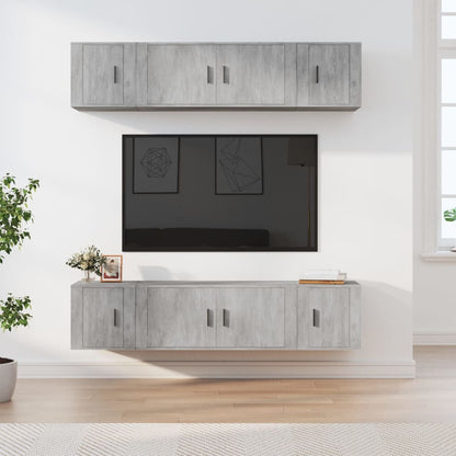 6 Piece TV Cabinet Set Concrete Grey Engineered Wood