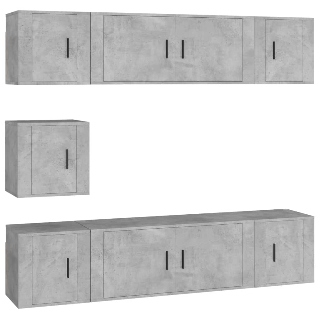 7 Piece TV Cabinet Set Concrete Grey Engineered Wood