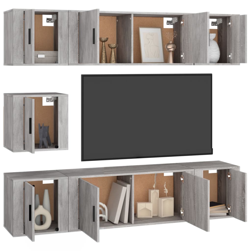 7 Piece TV Cabinet Set Concrete Grey Engineered Wood