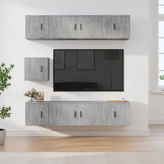 7 Piece TV Cabinet Set Concrete Grey Engineered Wood