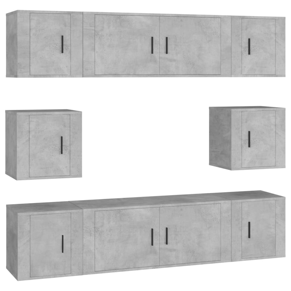 8 Piece TV Cabinet Set Concrete Grey Engineered Wood