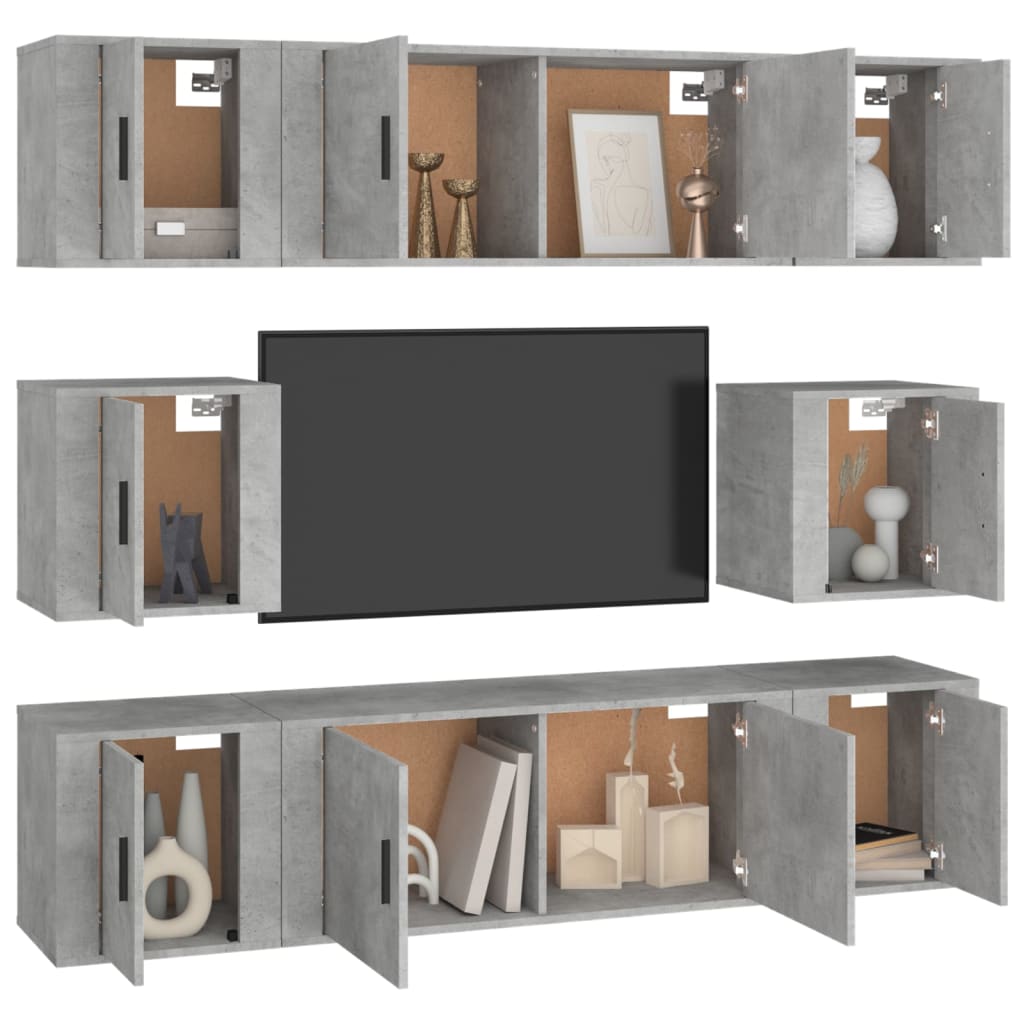 8 Piece TV Cabinet Set Concrete Grey Engineered Wood