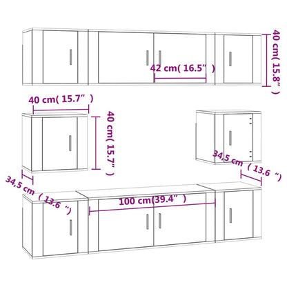 8 Piece TV Cabinet Set Concrete Grey Engineered Wood