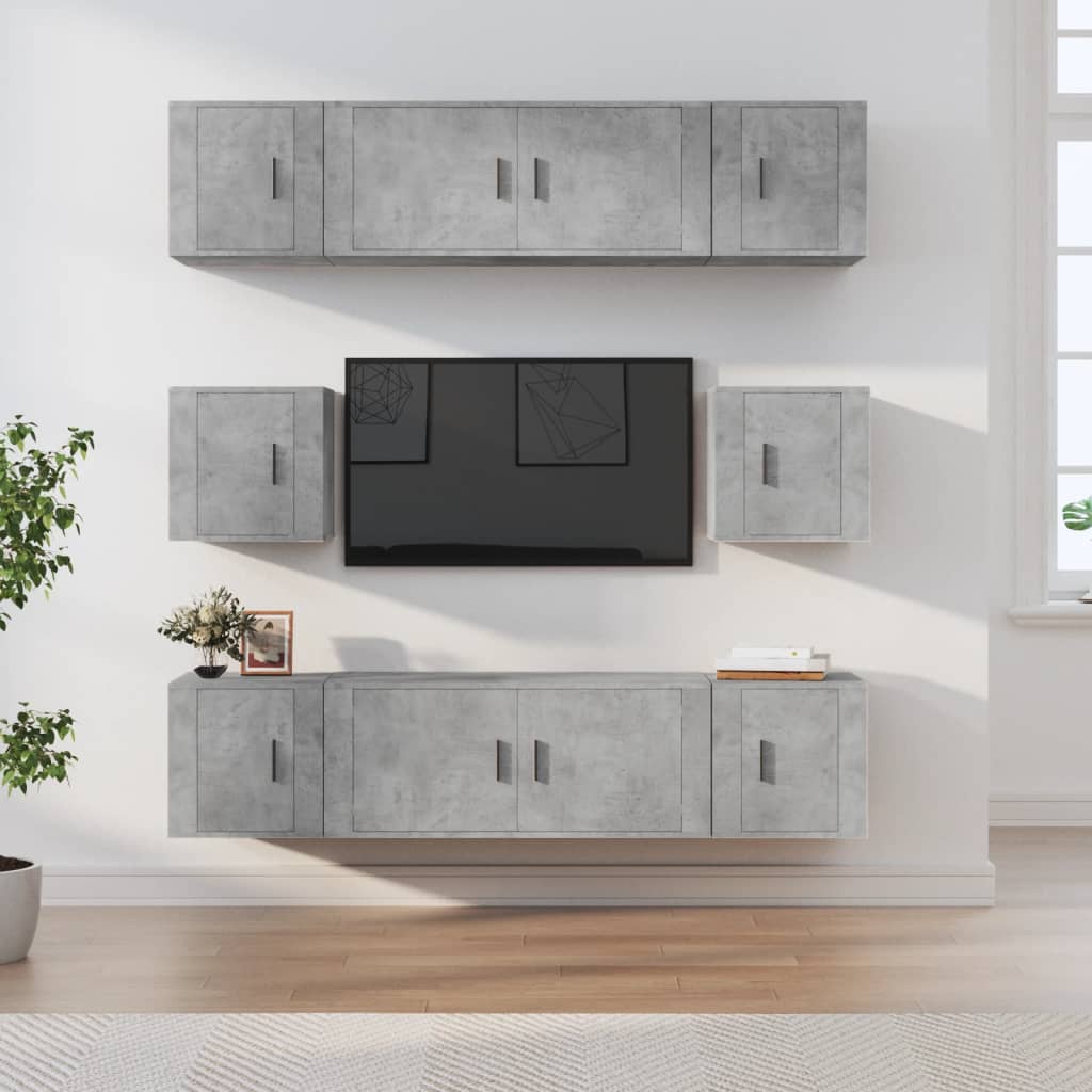 8 Piece TV Cabinet Set Concrete Grey Engineered Wood