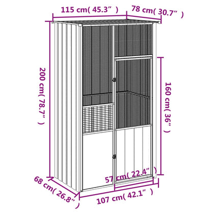 Bird Cage Grey 115x78x200 cm Galvanised Steel