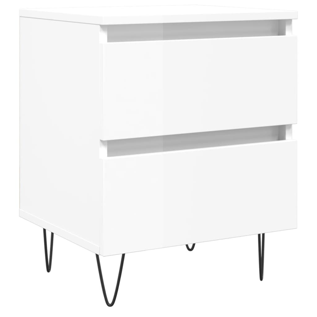 Bedside Cabinet High Gloss White 40x35x50 cm Engineered Wood