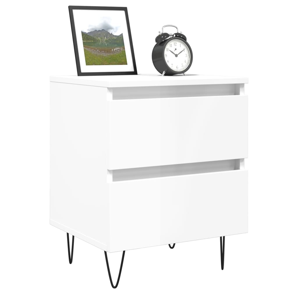 Bedside Cabinet High Gloss White 40x35x50 cm Engineered Wood