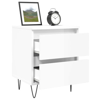 Bedside Cabinet High Gloss White 40x35x50 cm Engineered Wood