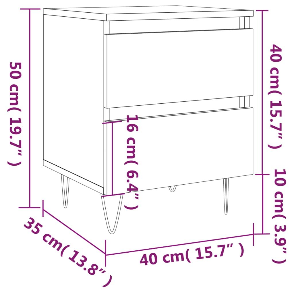 Bedside Cabinet High Gloss White 40x35x50 cm Engineered Wood