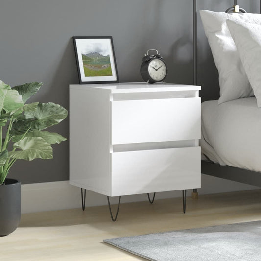 Bedside Cabinet High Gloss White 40x35x50 cm Engineered Wood