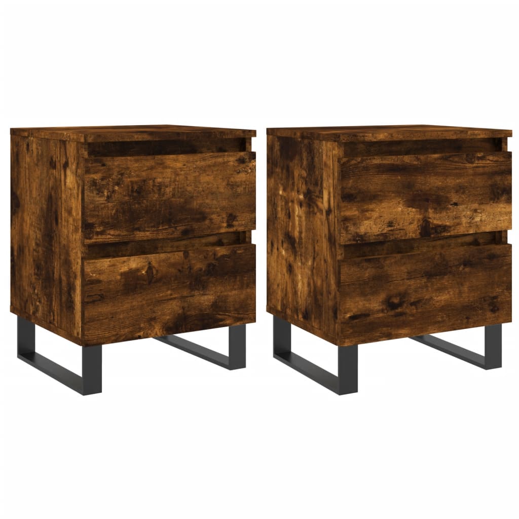 Bedside Cabinets 2 pcs Smoked Oak 40x35x50 cm Engineered Wood