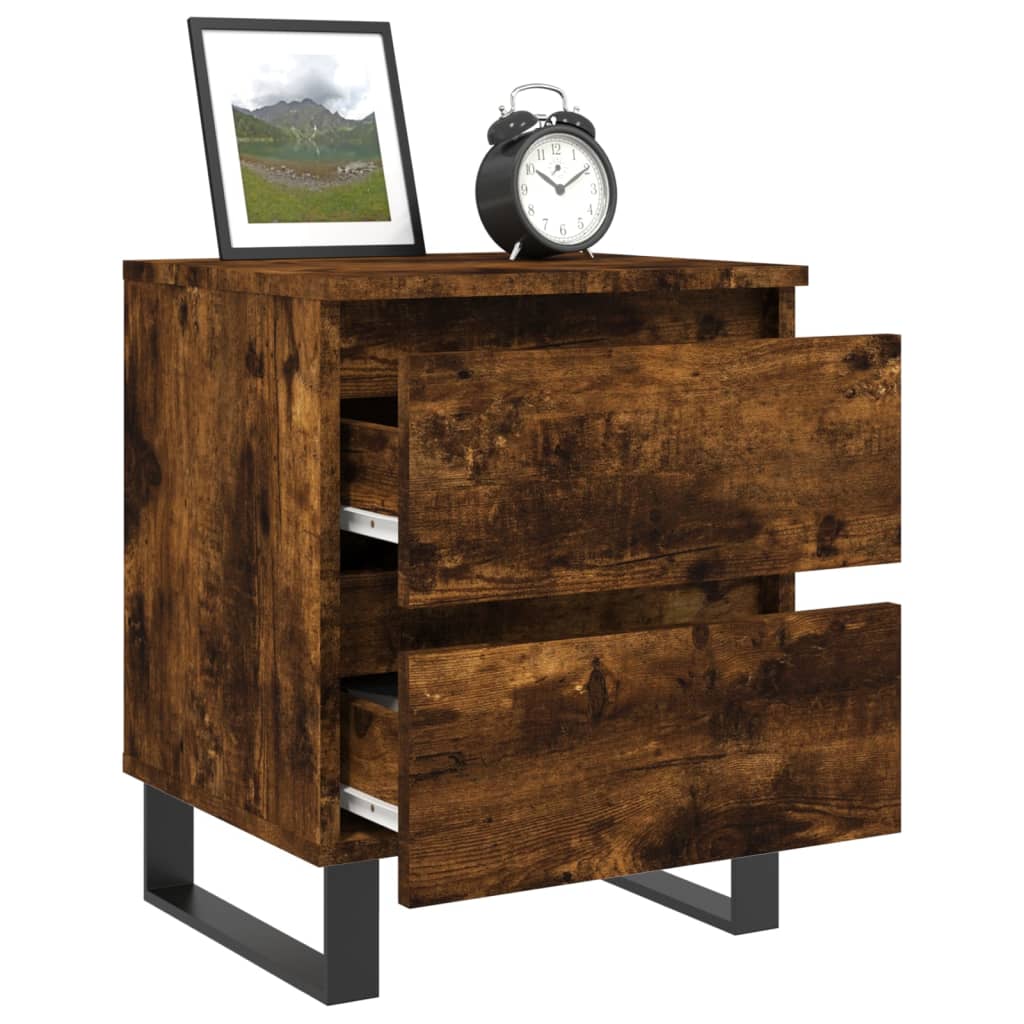 Bedside Cabinets 2 pcs Smoked Oak 40x35x50 cm Engineered Wood