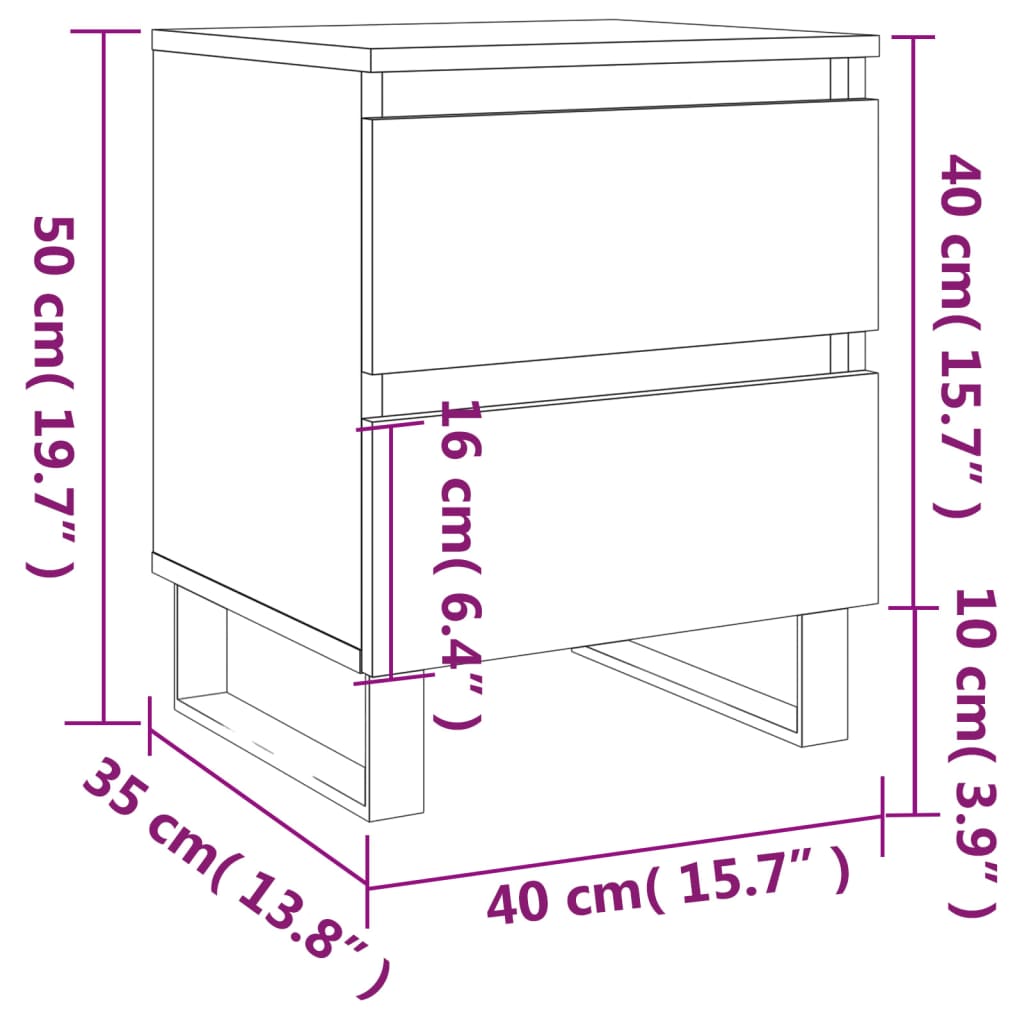 Bedside Cabinets 2 pcs Smoked Oak 40x35x50 cm Engineered Wood