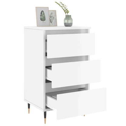 Bedside Cabinet High Gloss White 40x35x69 cm Engineered Wood