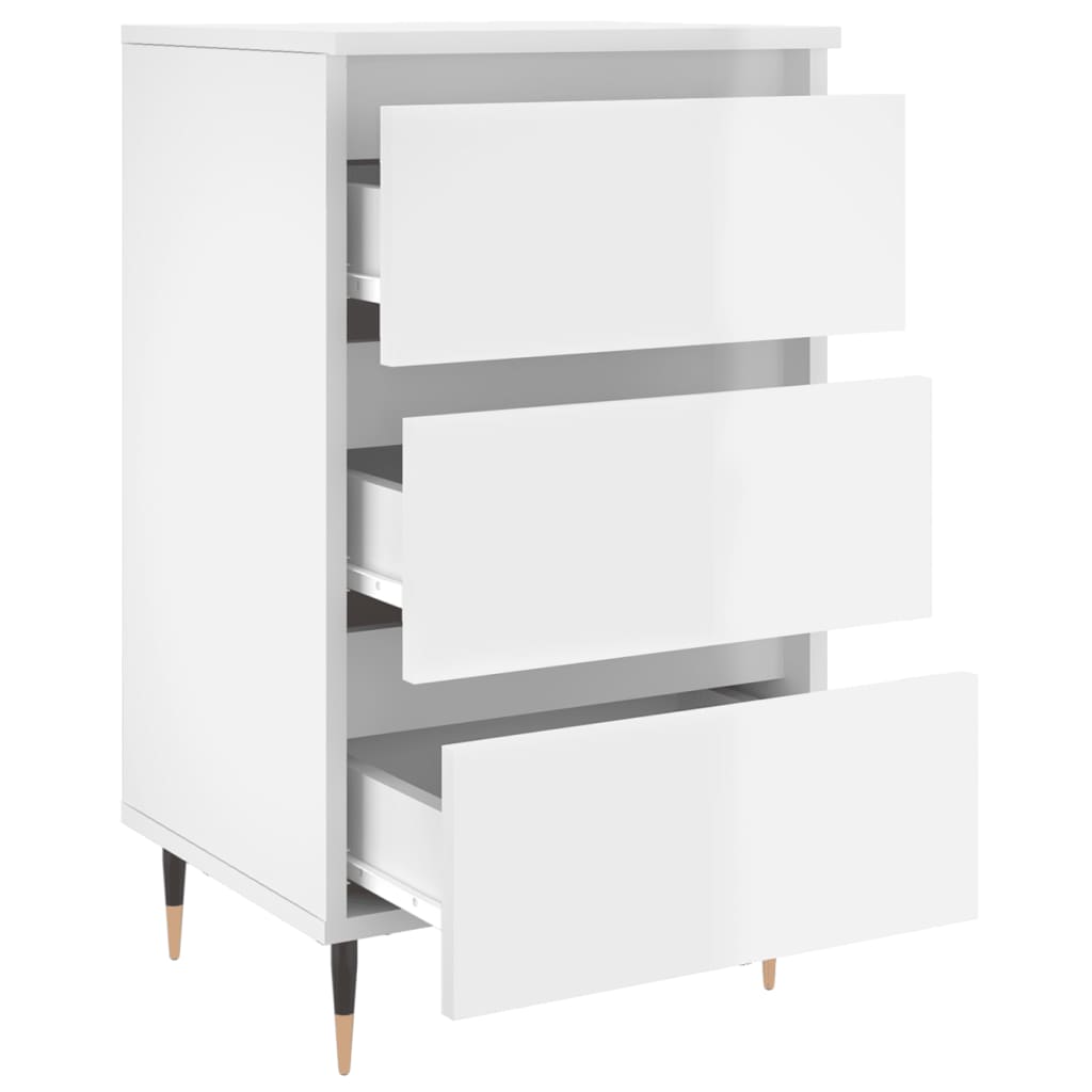 Bedside Cabinet High Gloss White 40x35x69 cm Engineered Wood