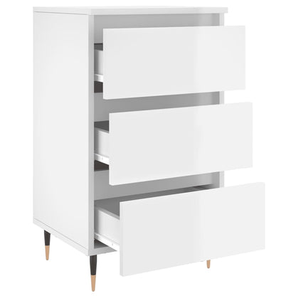 Bedside Cabinet High Gloss White 40x35x69 cm Engineered Wood