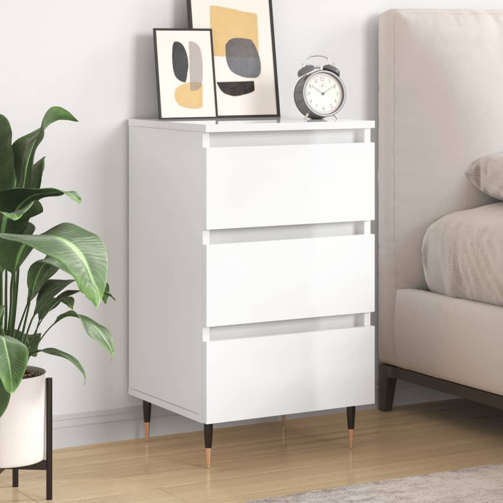 Bedside Cabinet High Gloss White 40x35x69 cm Engineered Wood