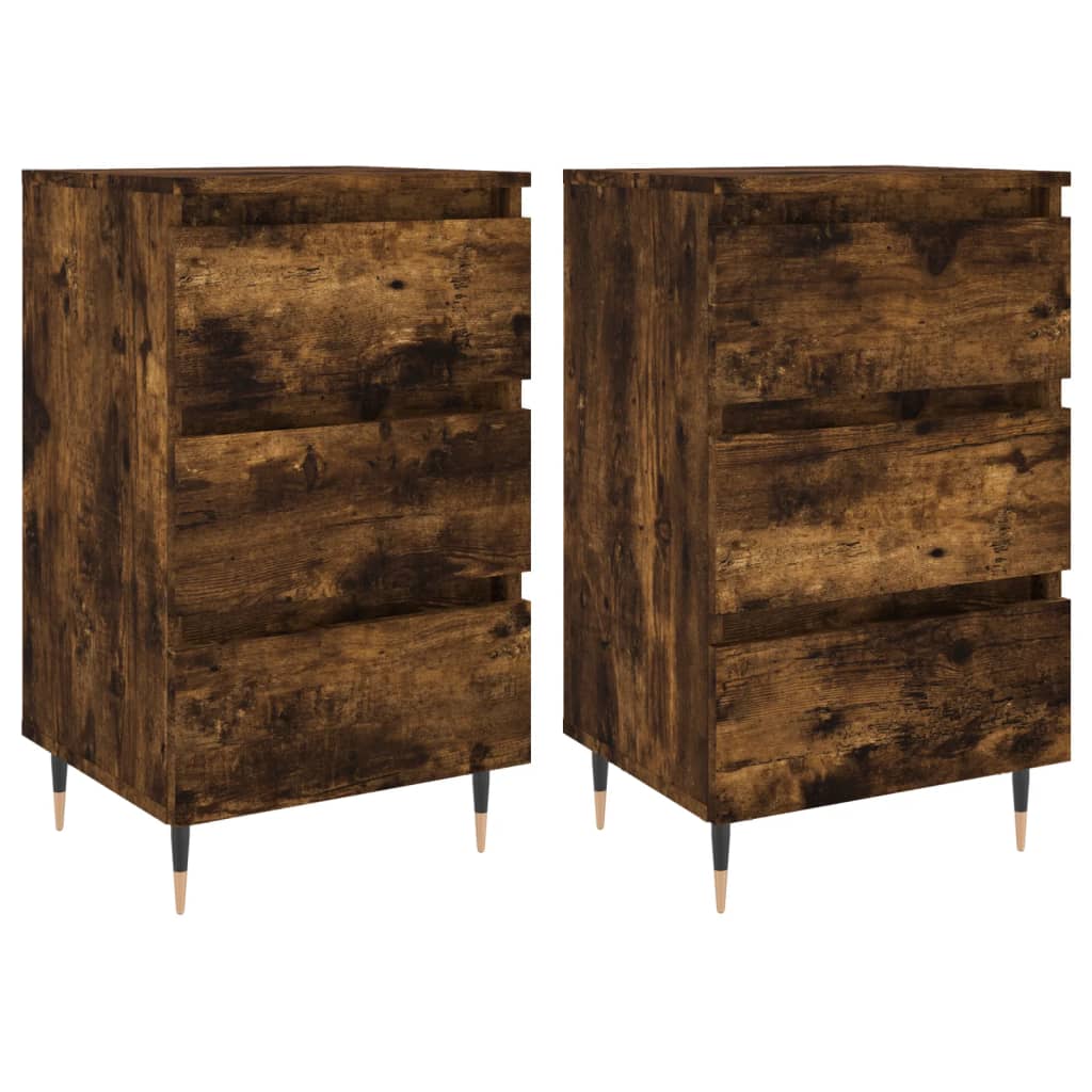 Bedside Cabinets 2 pcs Smoked Oak 40x35x69 cm Engineered Wood