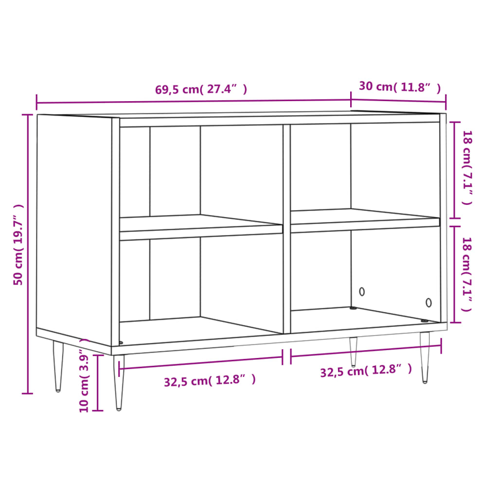 TV Cabinet White 69.5x30x50 cm Engineered Wood