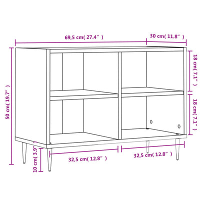 TV Cabinet Grey Sonoma 69.5x30x50 cm Engineered Wood