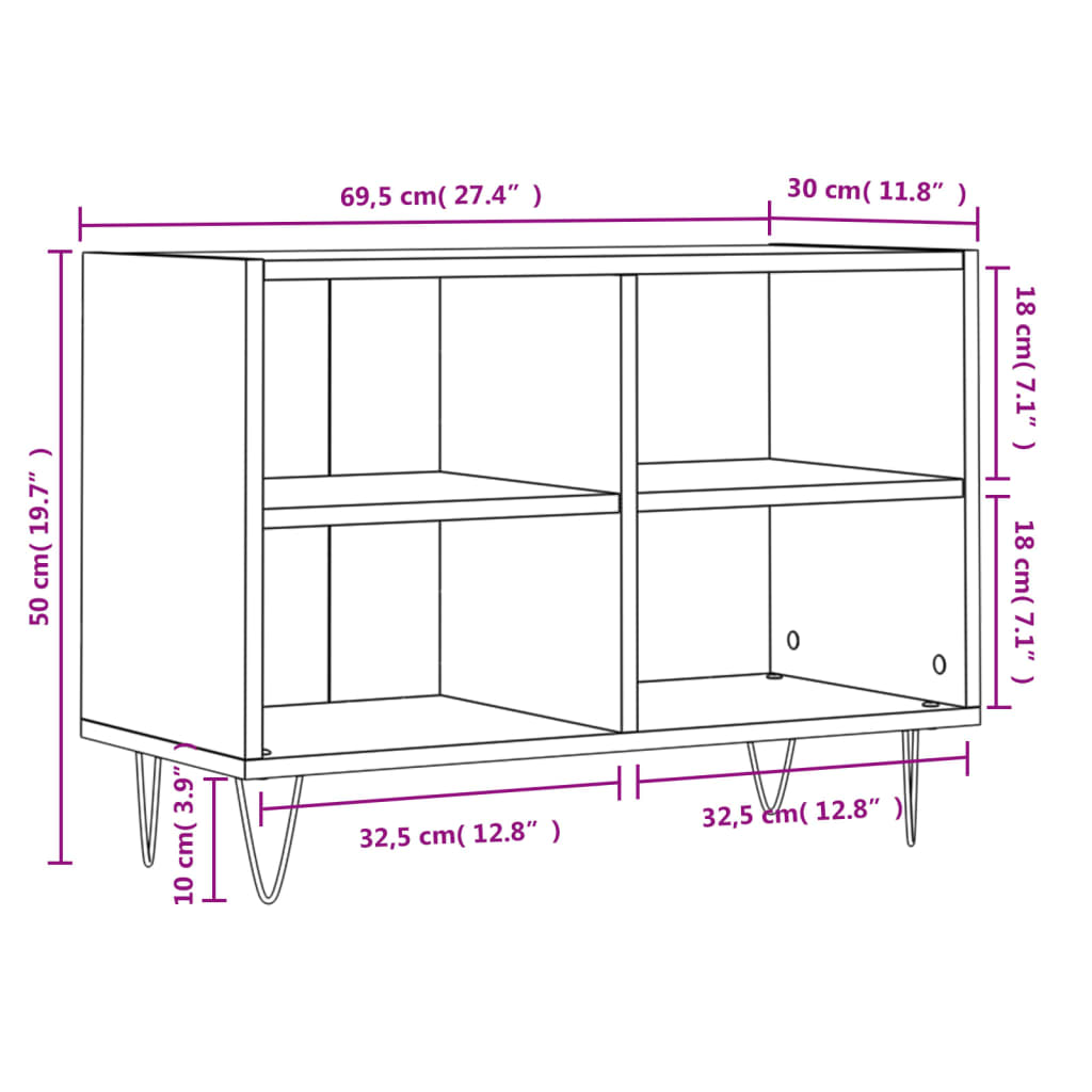 TV Cabinet Black 69.5x30x50 cm Engineered Wood