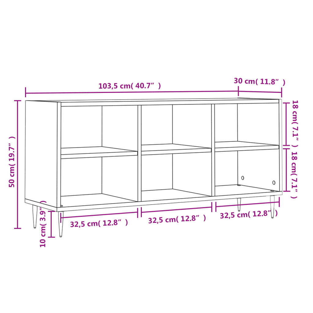 TV Cabinet Sonoma Oak 103.5x30x50 cm Engineered Wood