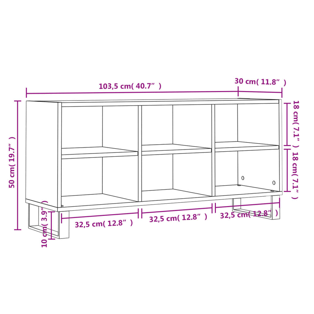 TV Cabinet White 103.5x30x50 cm Engineered Wood