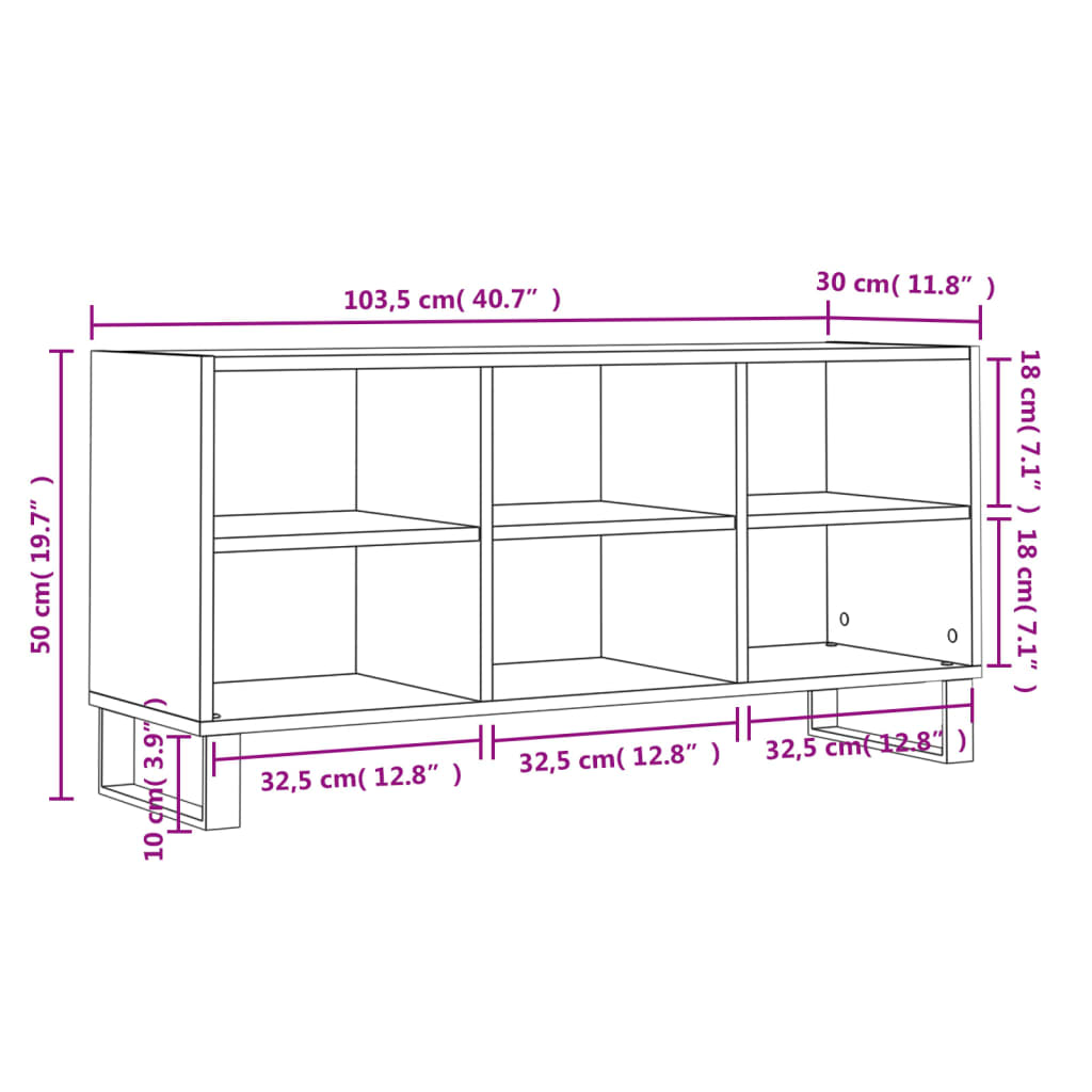 TV Cabinet Sonoma Oak 103.5x30x50 cm Engineered Wood