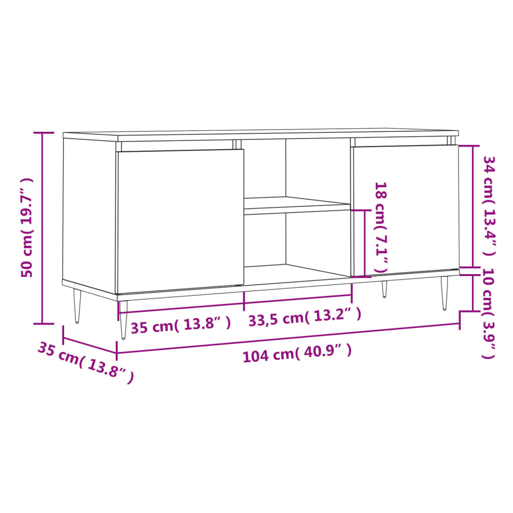 TV Cabinet White 104x35x50 cm Engineered Wood