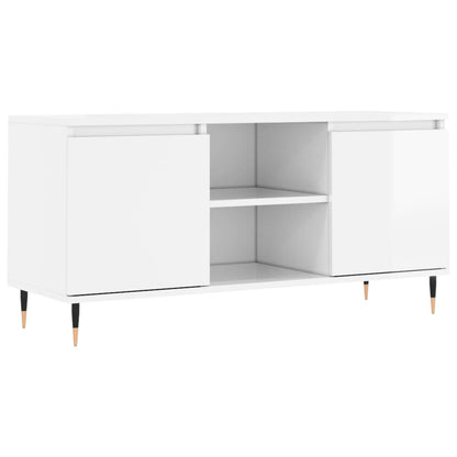 TV Cabinet High Gloss White 104x35x50 cm Engineered Wood