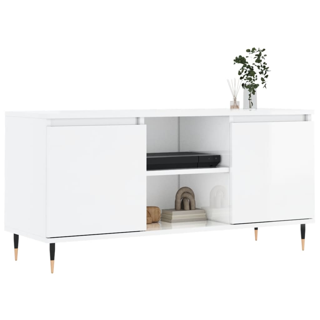 TV Cabinet High Gloss White 104x35x50 cm Engineered Wood