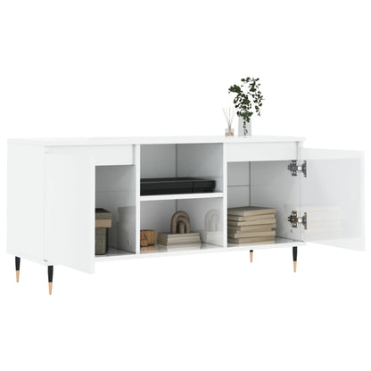 TV Cabinet High Gloss White 104x35x50 cm Engineered Wood