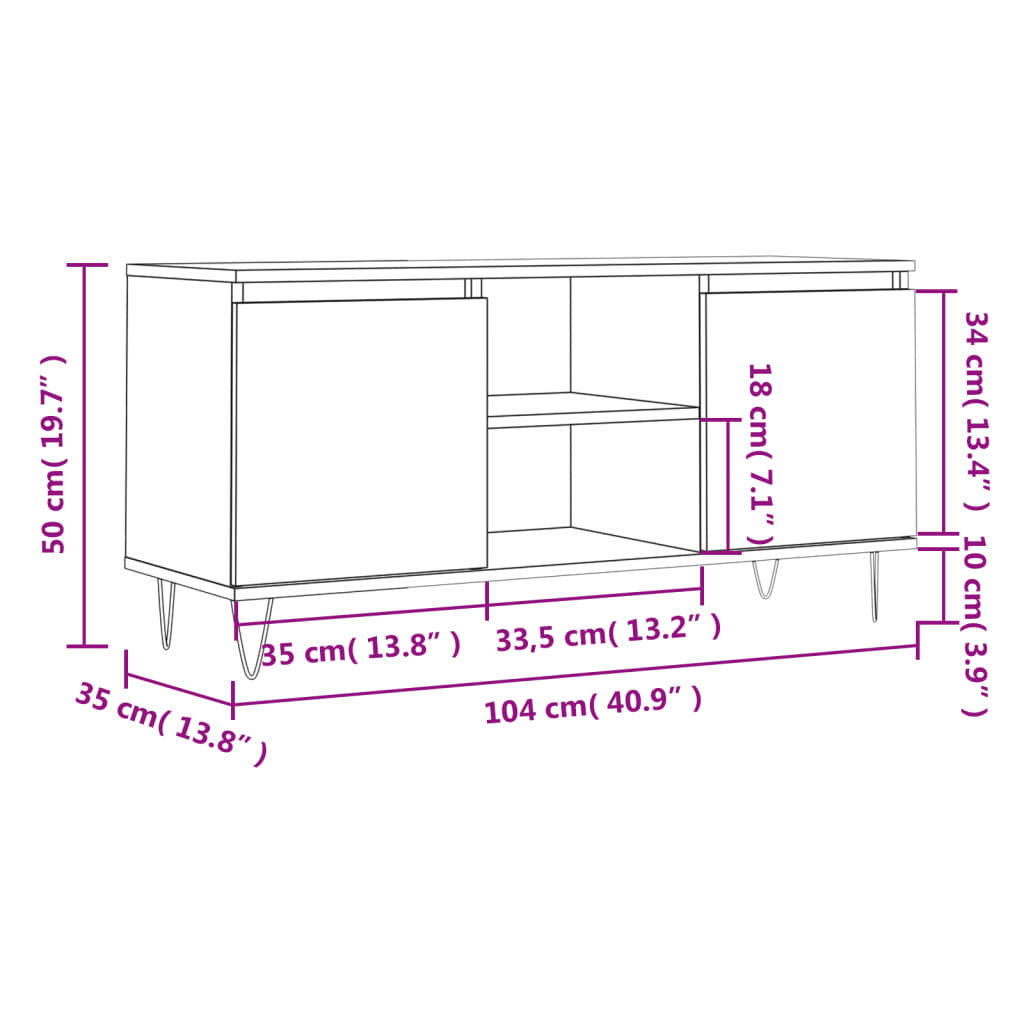 TV Cabinet Concrete Grey 104x35x50 cm Engineered Wood