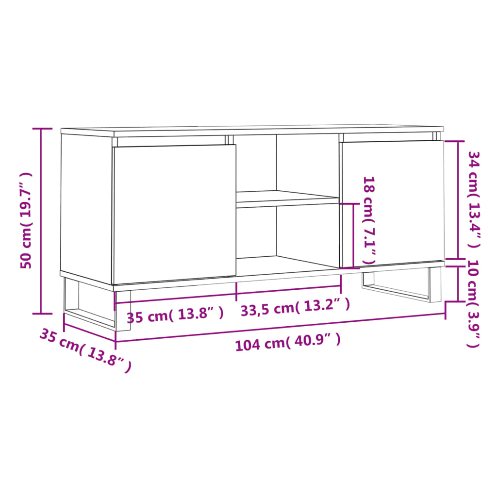 TV Cabinet Brown Oak 104x35x50 cm Engineered Wood