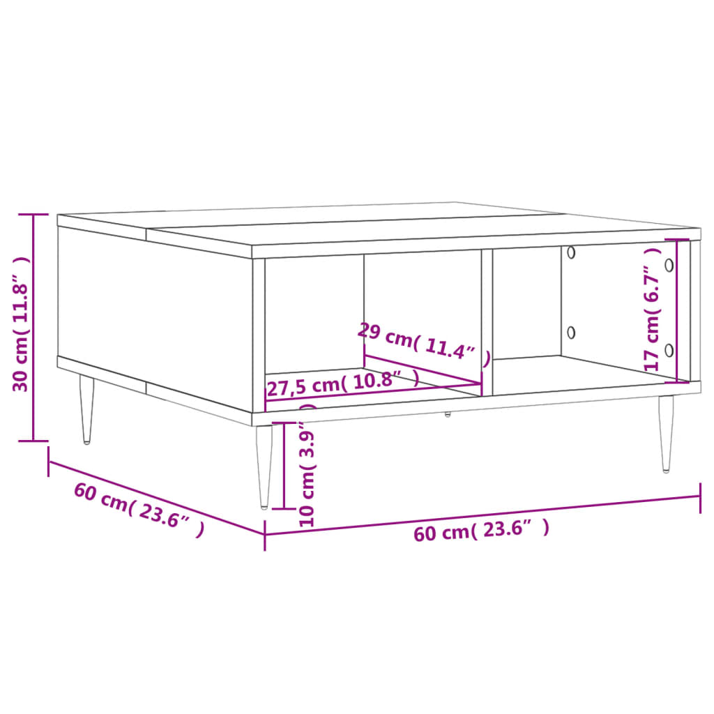 Coffee Table White 60x60x30 cm Engineered Wood